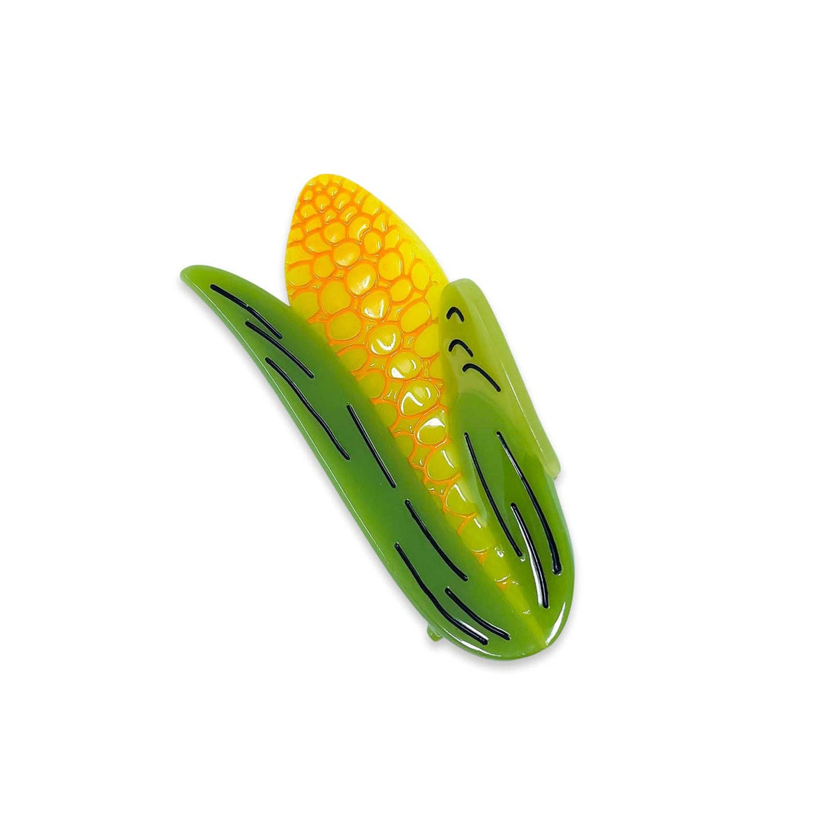 Corn-shaped inflatable pool float on a white background
