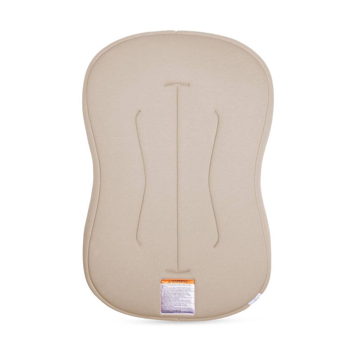 A beige contoured seat cushion or support pad with molded ergonomic curves, shown from the back on a clean white background.
