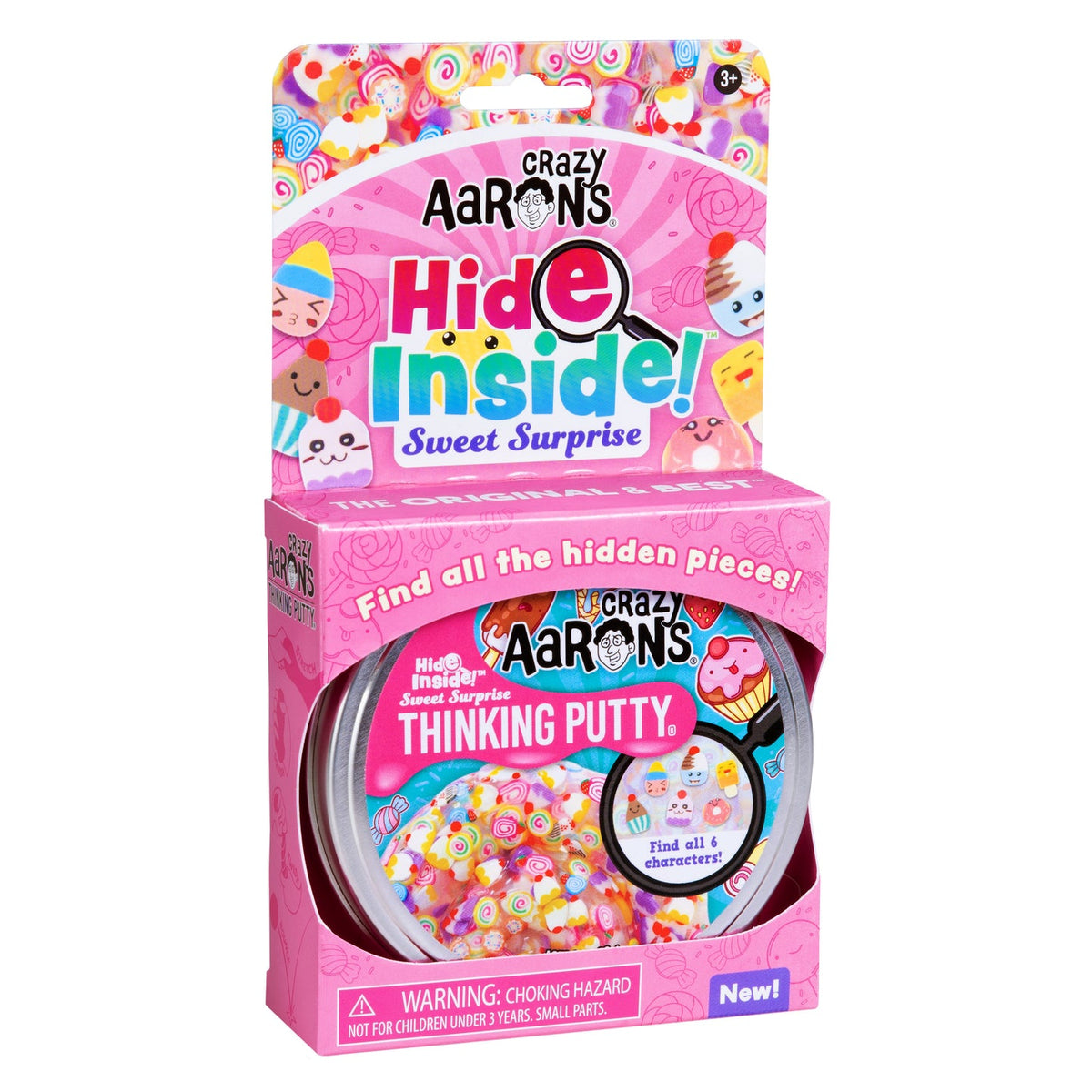 Crazy Aaron's Hide Inside Sweet Surprise packaging with colorful design and text.