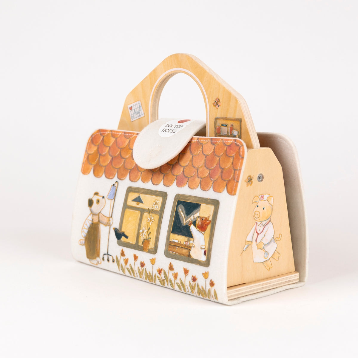 Box with illustrations of a bear in various activities on a white background