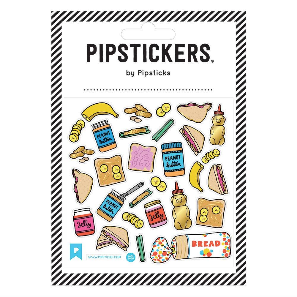 Packaging of Pipsticks stickers featuring food-themed designs on a white background.