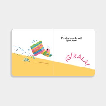 Children's book page with colorful illustrations and text on a white background