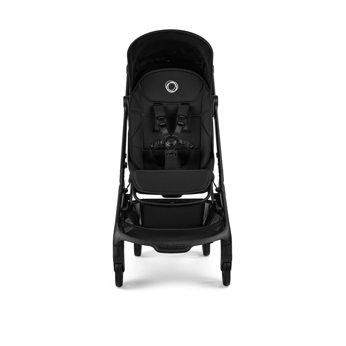 Black stroller on a white background