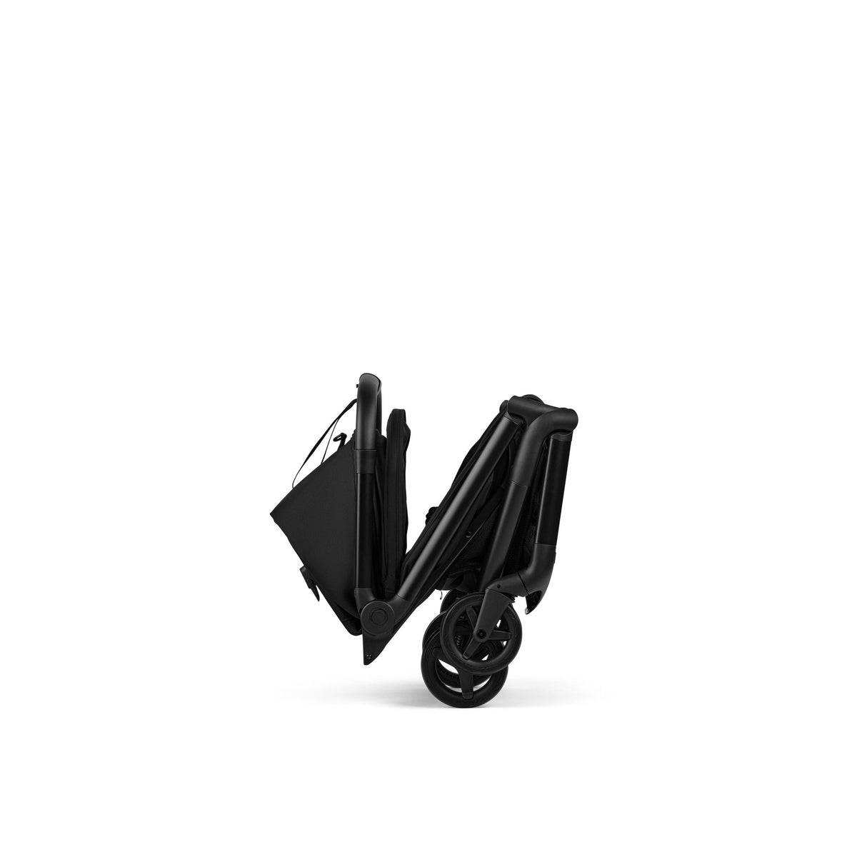 Black stroller on a white background
