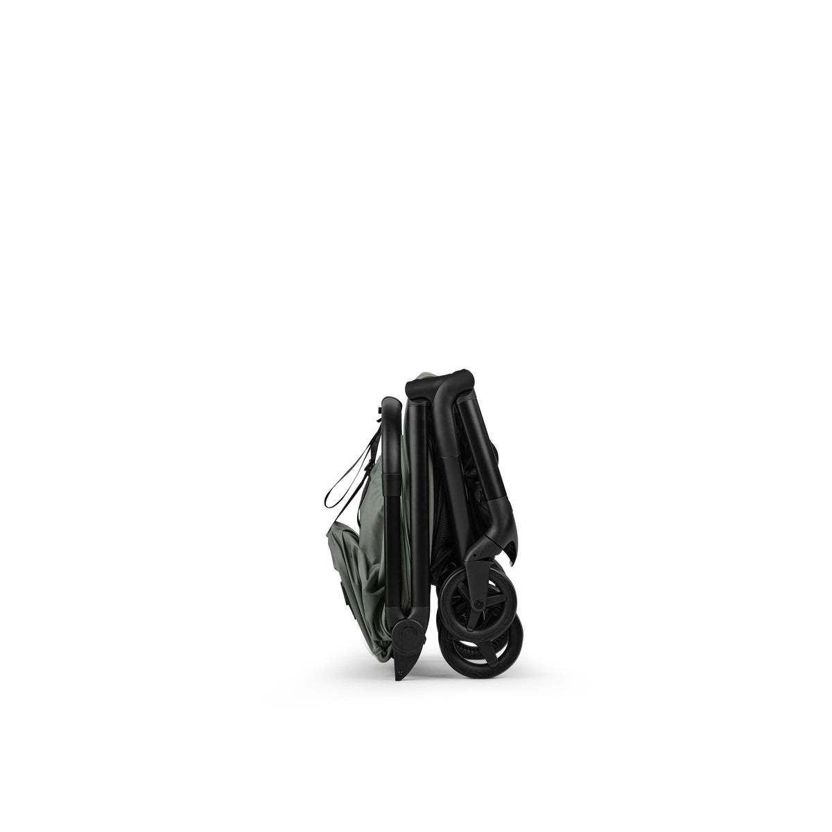 Black baby stroller on a white background