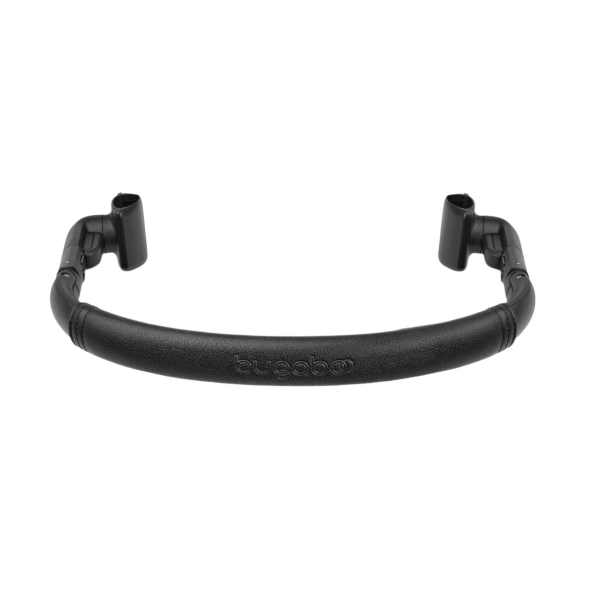 A black Buggaboo baby stroller handlebar shown against a plain white background.