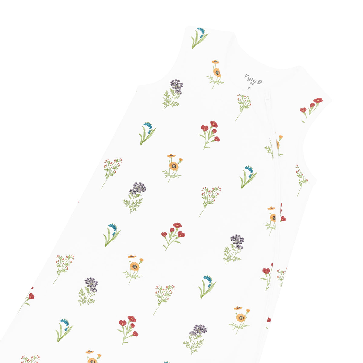 Pattern of small colorful flowers on a white background