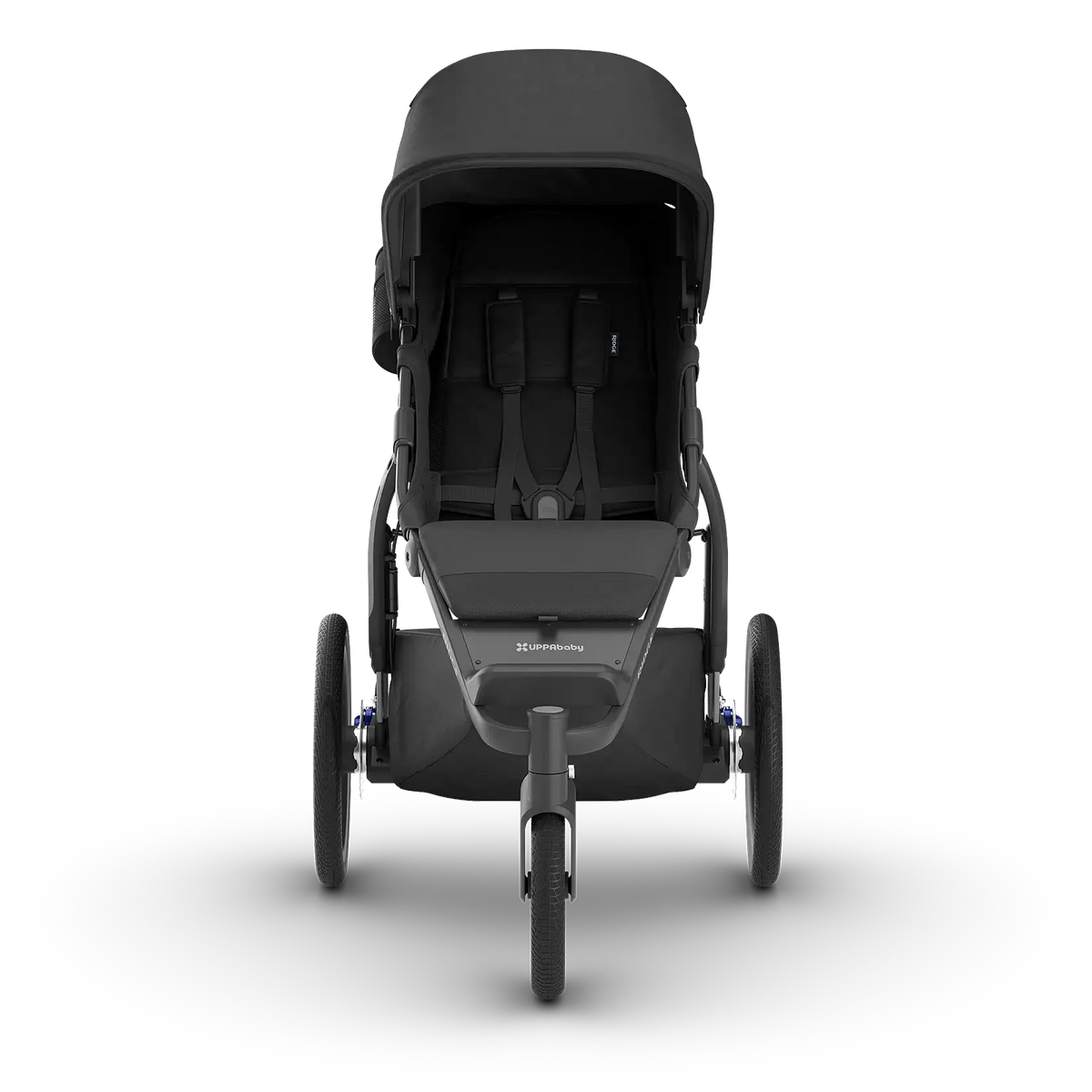 Black stroller on a white background