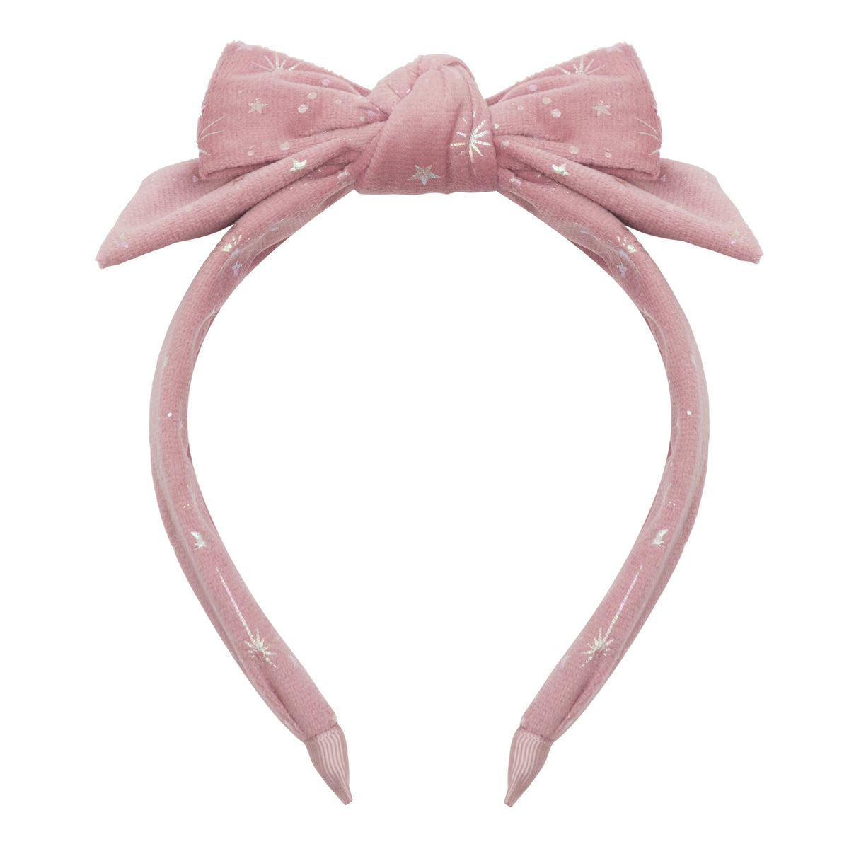 Pink headband with a bow on a white background
