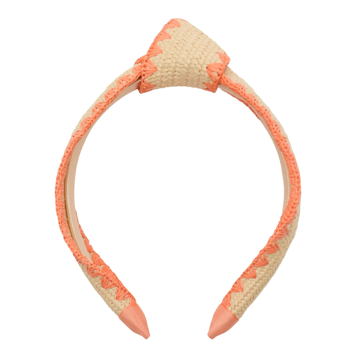 Beige and coral headband on a white background