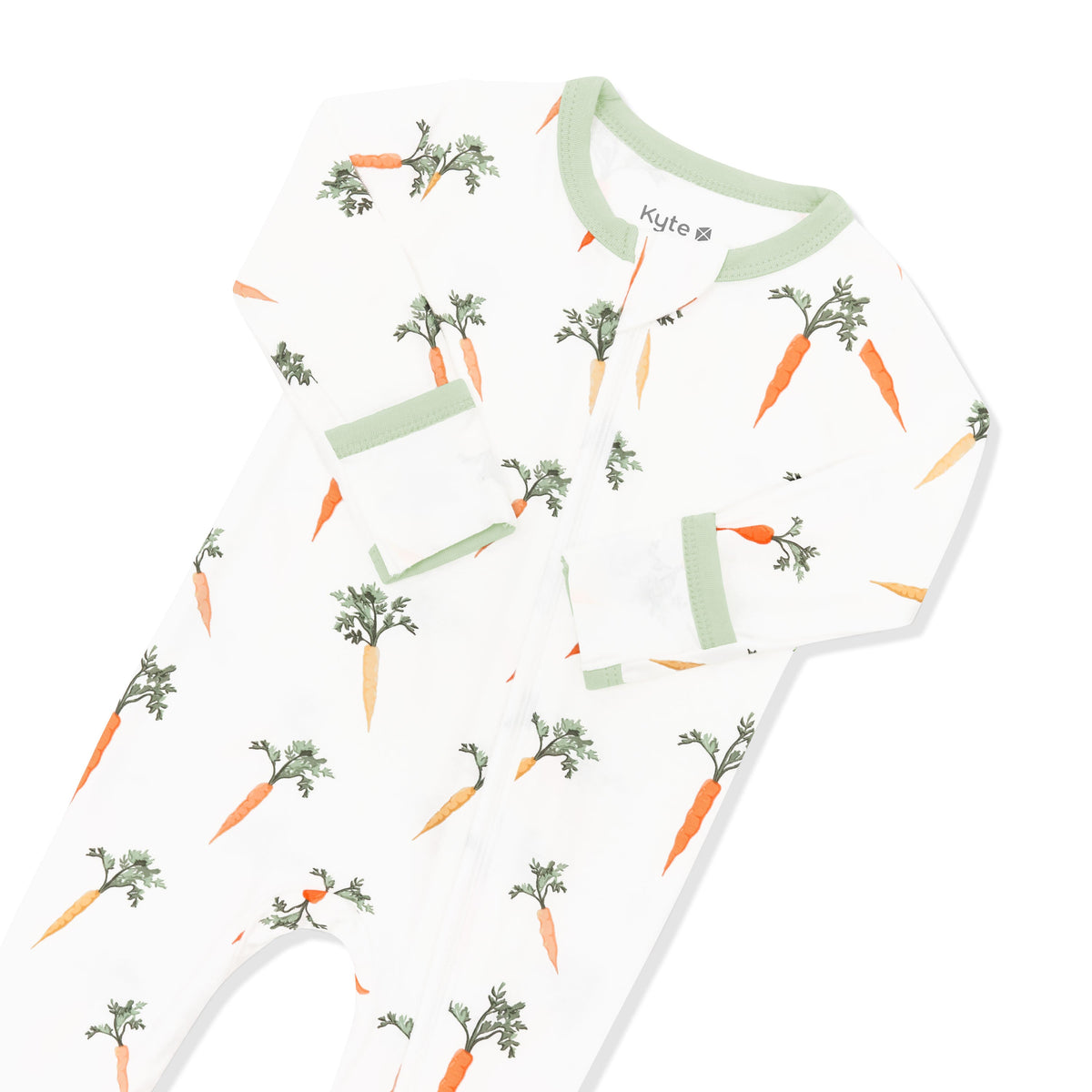 Baby bib with carrot pattern on a white background