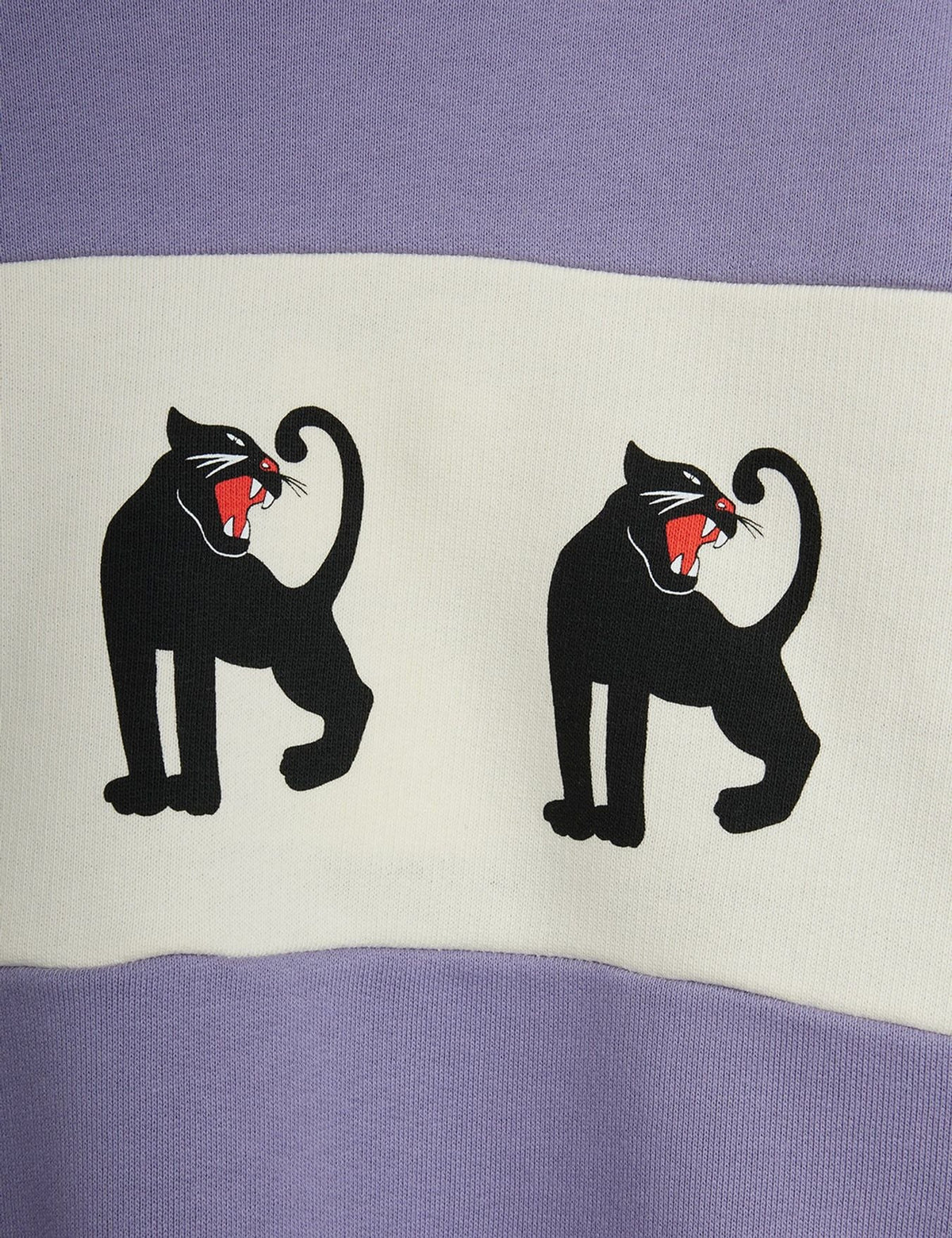A lavender purple with a repeating pattern of black cartoon cats.