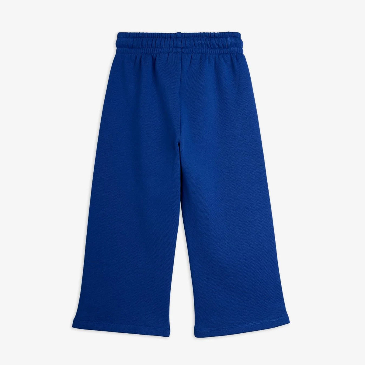 A pair of royal blue wide-leg cropped pants with an elastic waistband, shown flat against a light gray background.