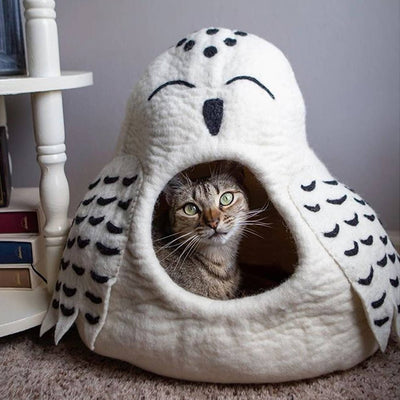 Owl Wool Pet Cave - Snowy by Dharma Dog Karma Cat