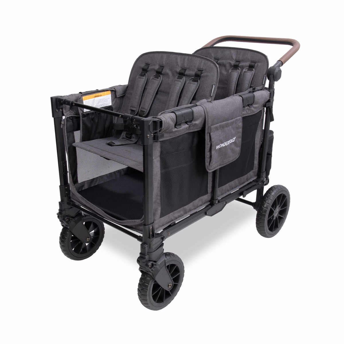 Black double stroller wagon on a white background