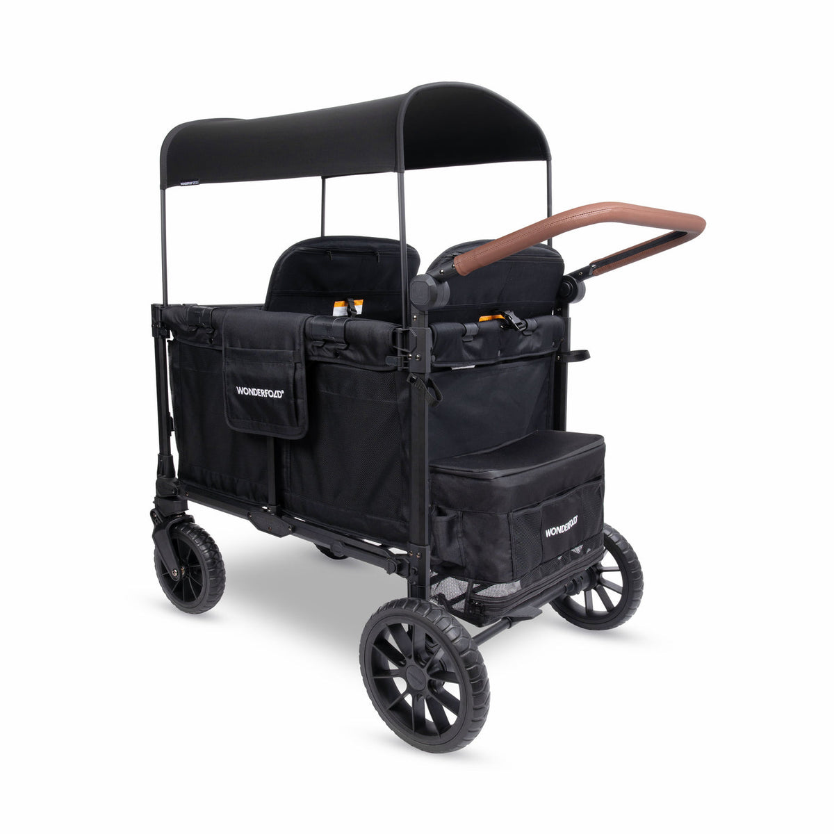 Black wagon with canopy on a white background