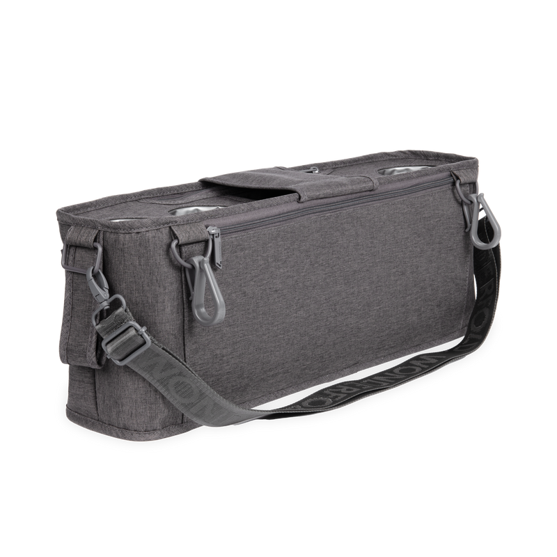Gray bag with a strap on a white background