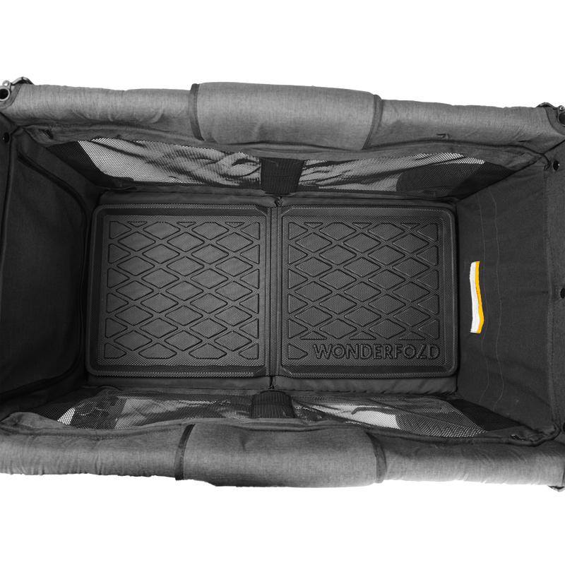 Black pet playpen withWonderroad branding on a white background