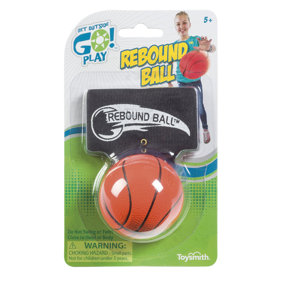 Rebound ball packaging with a basketball design on a white background