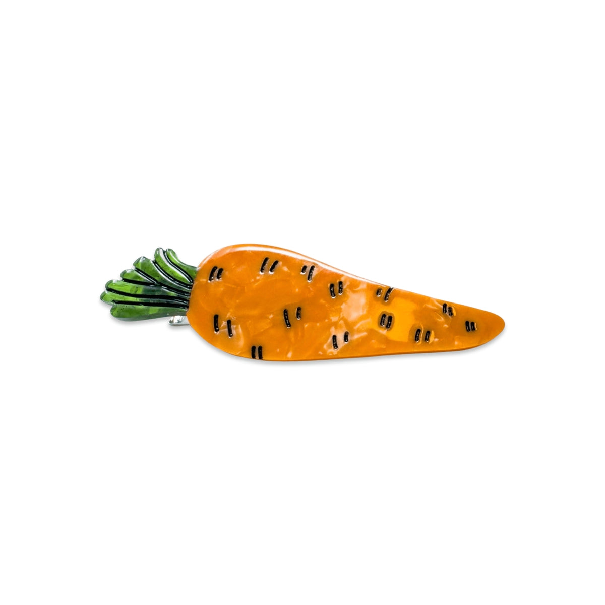 Carrot-shaped hair clip on a white background