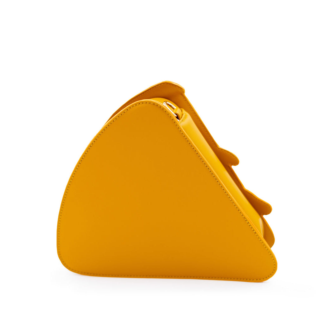 Yellow clutch bag on a white background
