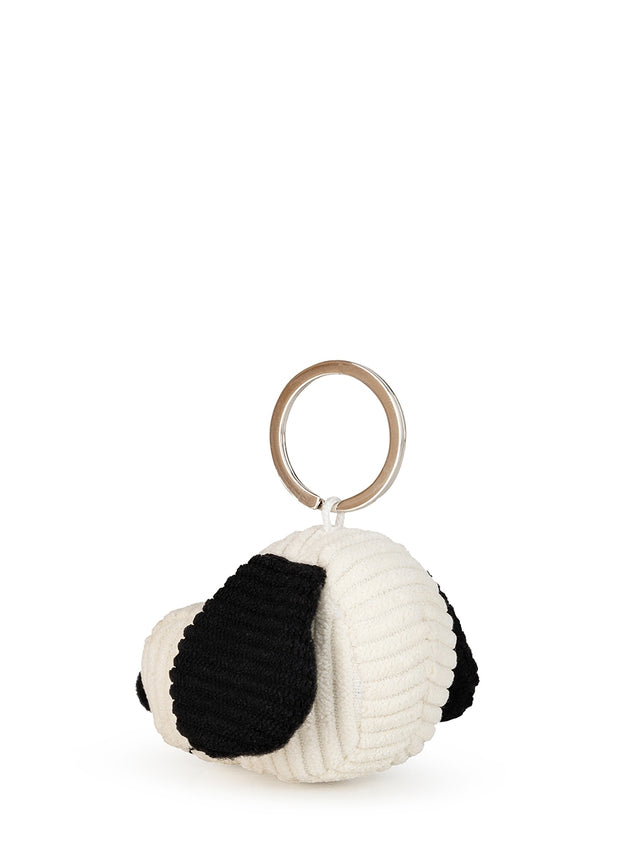 Black and white sheep-shaped keychain on a white background