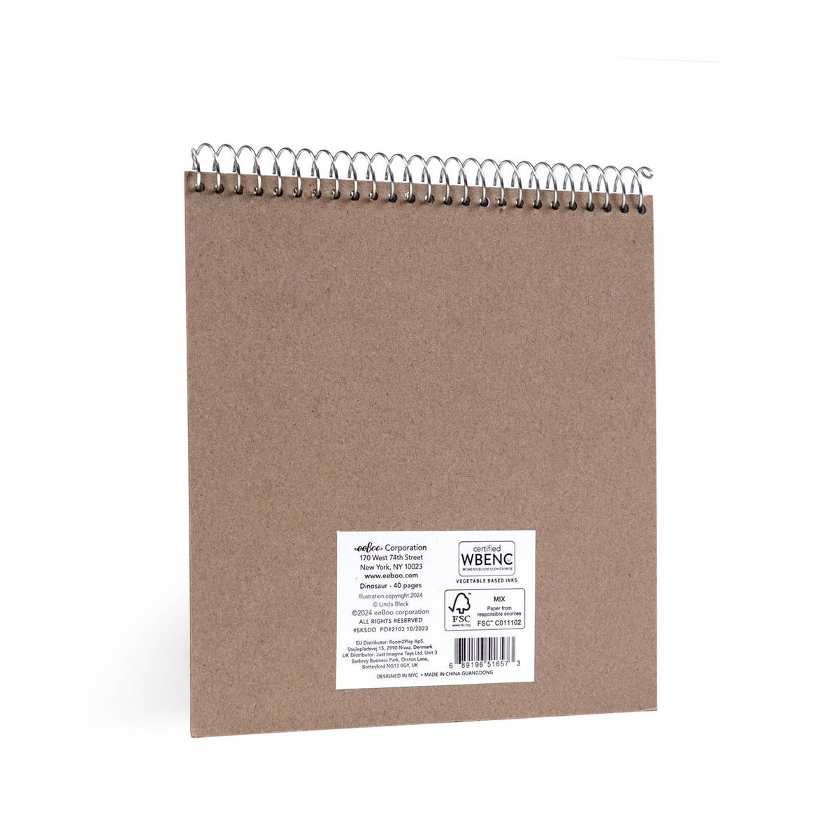 Brown notebook with a label on a white background