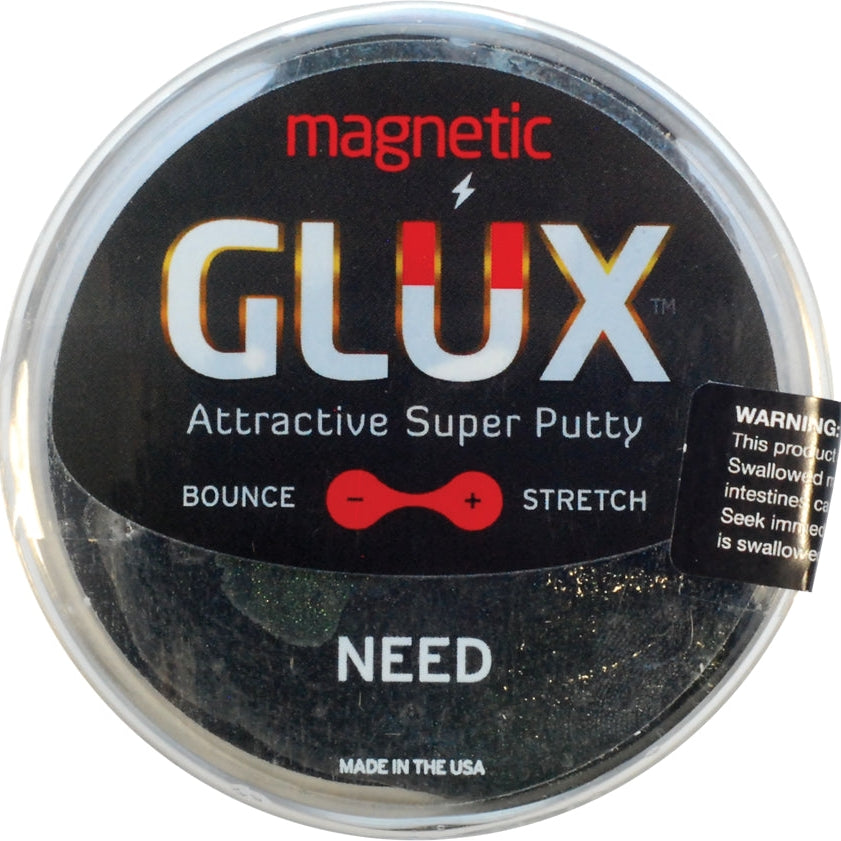 Magnetic GLUX Attractive Super Putty container with label on a white background