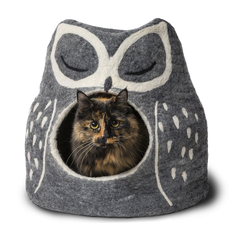 Owl Wool Pet Cave - Grey by Dharma Dog Karma Cat