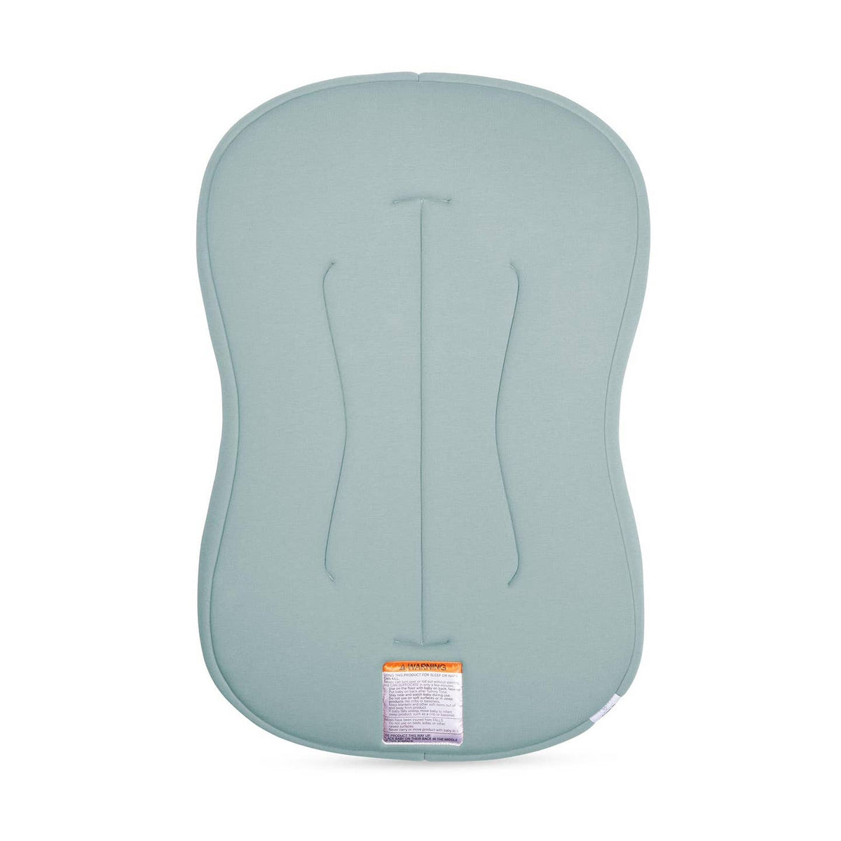 A light blue-gray baby support seat or cushion with molded ergonomic curves, shown from the back on a clean white background.