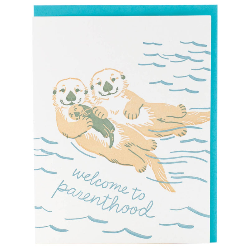 Otter Family Baby Card by Smudge Ink