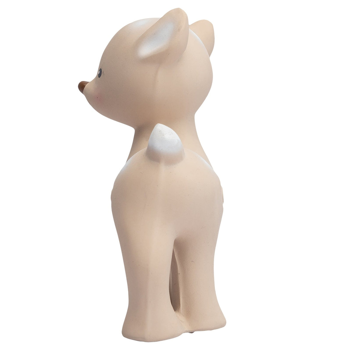 Beige ceramic deer figurine on a white background