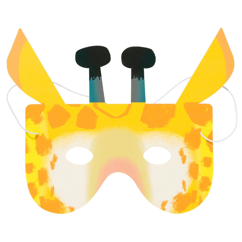 Yellow animal mask with black ears on a white background