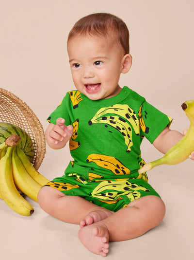 Double Pocket Baby Romper - Leopard Spot Bananas by Tea Collection