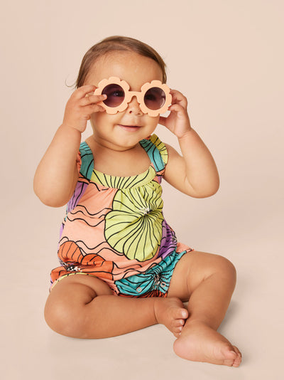 Cross-Back Baby Romper - Leso Hibiscus by Tea Collection
