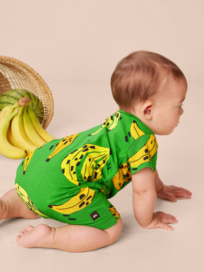 Double Pocket Baby Romper - Leopard Spot Bananas by Tea Collection