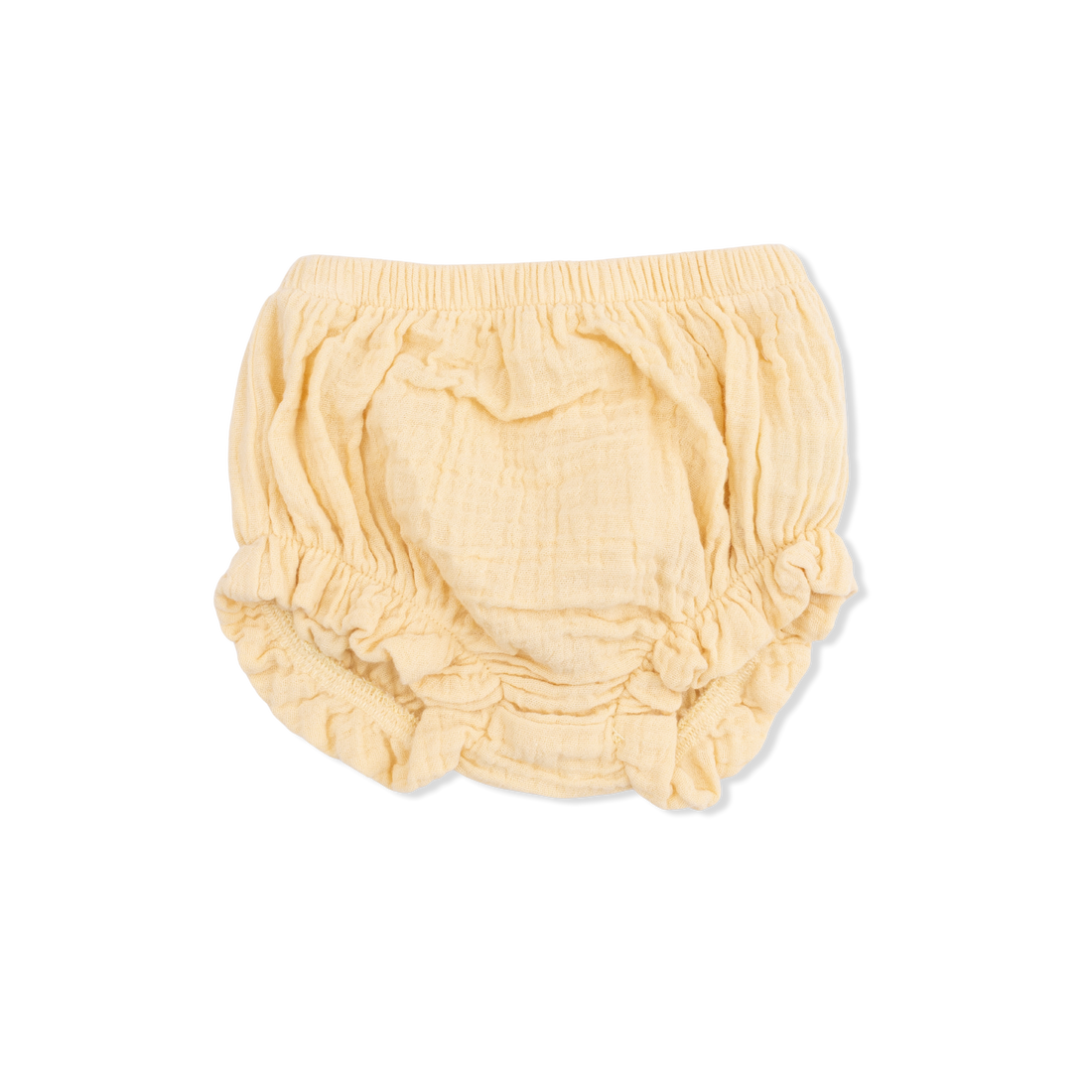Yellow baby bloomers on a white background