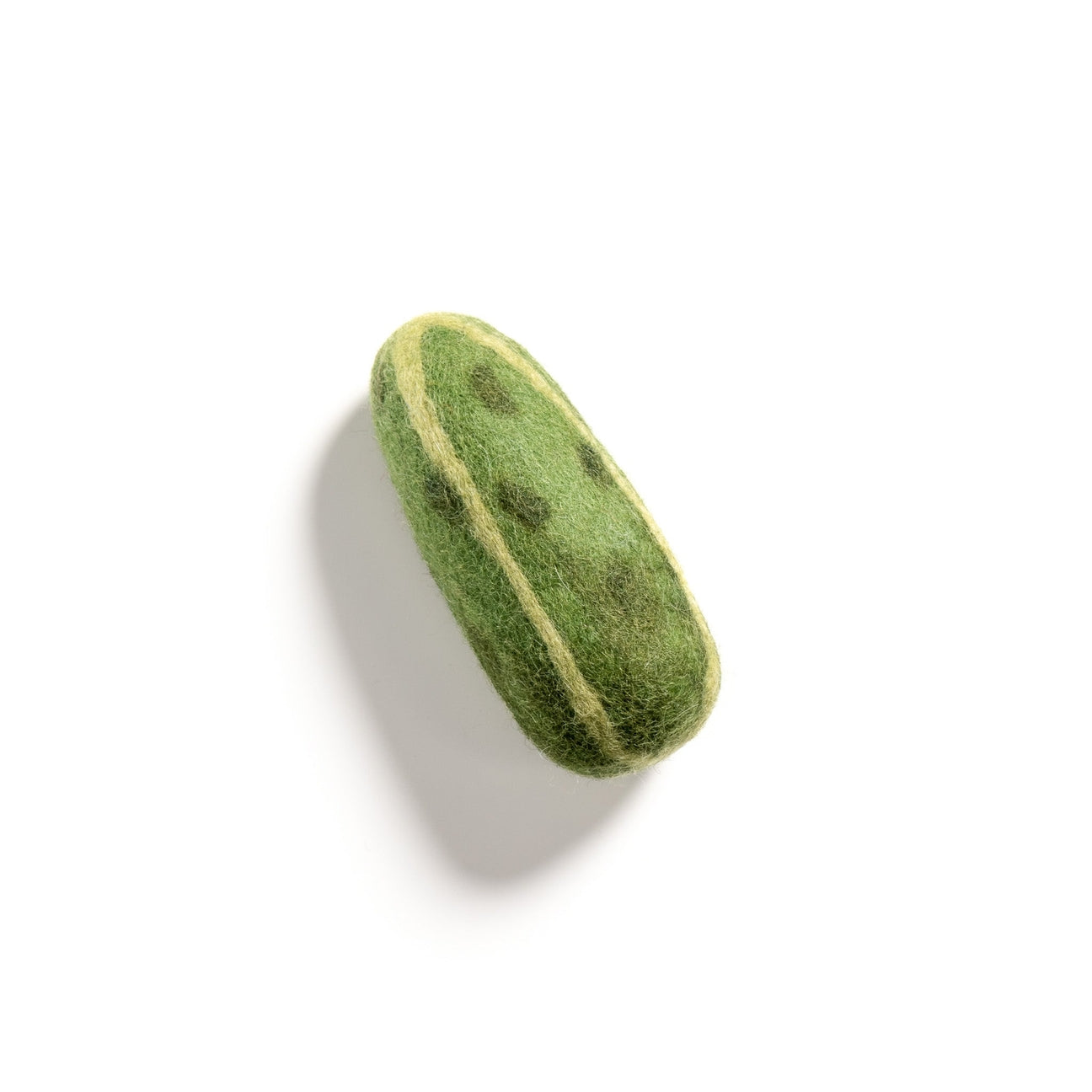 Green tennis ball with a white stripe on a white background