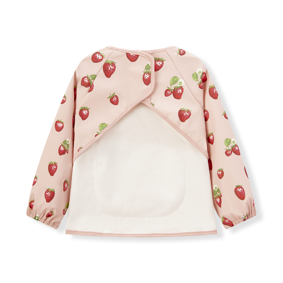 Baby jacket with strawberry pattern on a white background
