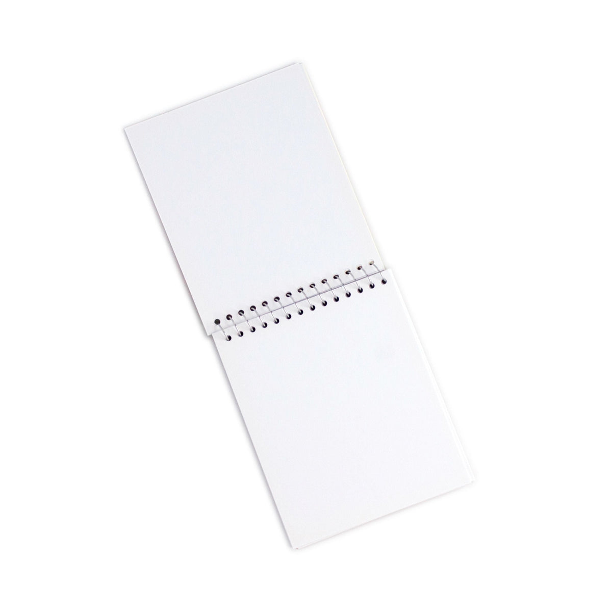 White notebook with a spiral binding on a white background