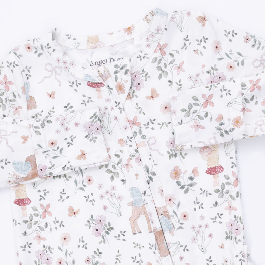 Floral and nature-themed baby blanket with 'Angel Dear' branding.