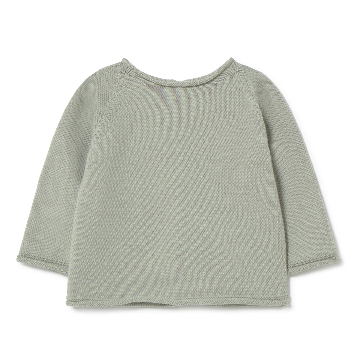 Light green ribbed sweater on a white background