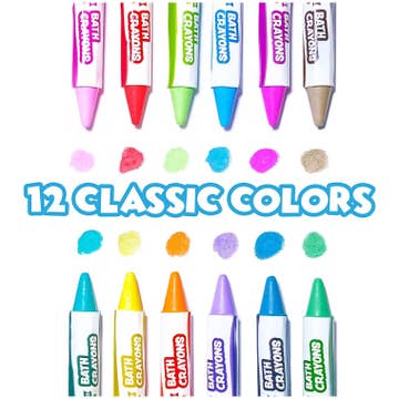 Set of 12 colorful markers with sample color dots on a white background