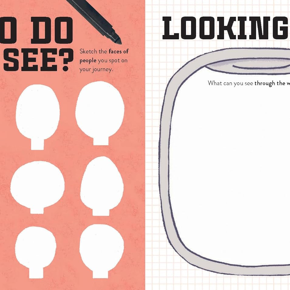 Illustration book page with 'Who do you see?' and 'Looking out' activities.