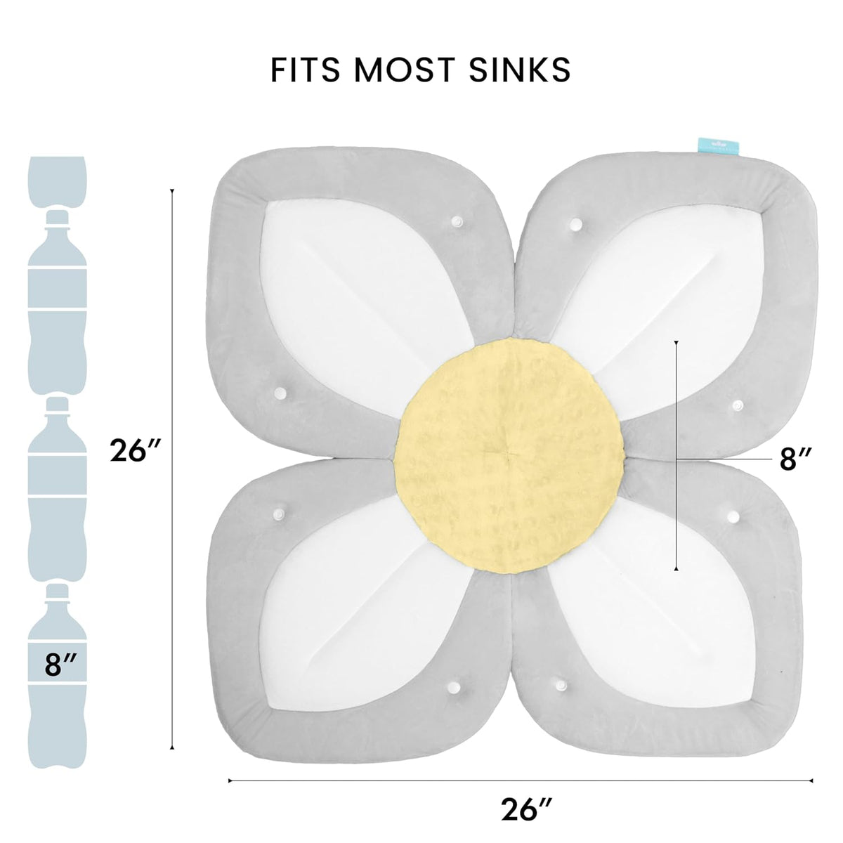 Measurement chart of a butterfly-shaped kitchen tool with dimensions labeled.