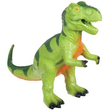 Green dinosaur toy figure on a white background