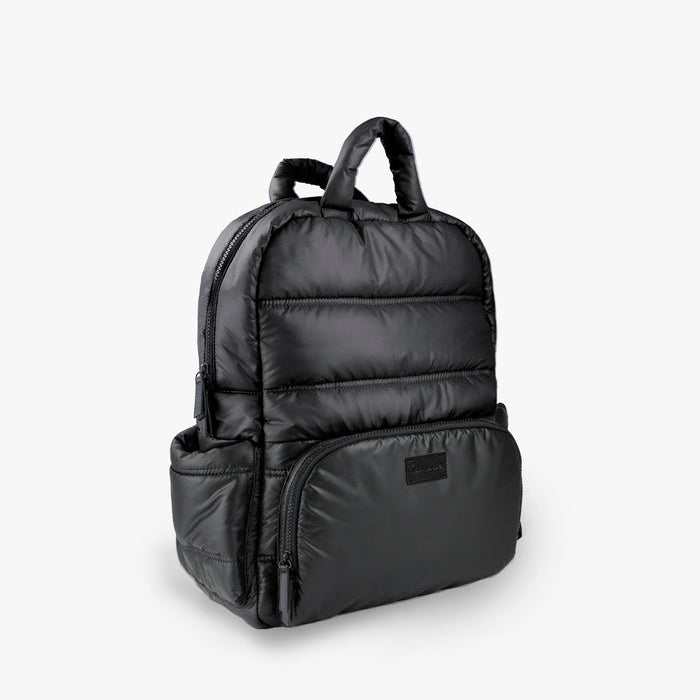 Black backpack on a white background
