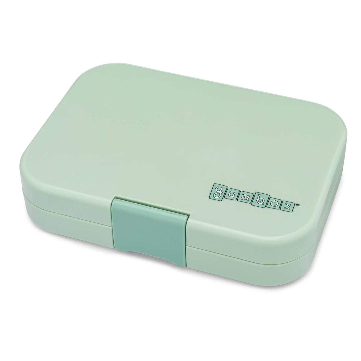 Light green rectangular container with a lid on a white background