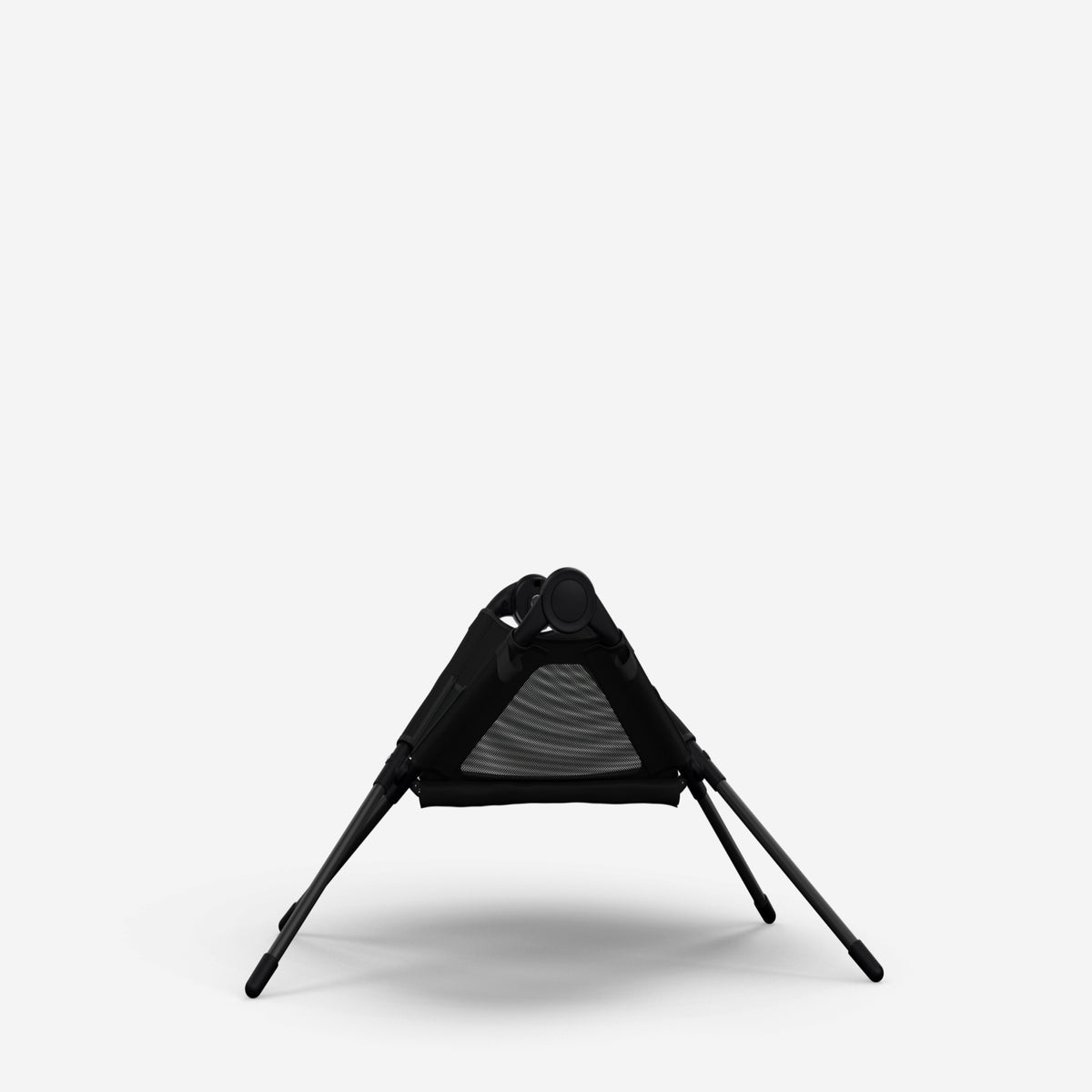 Black triangular baby carrier on a white background