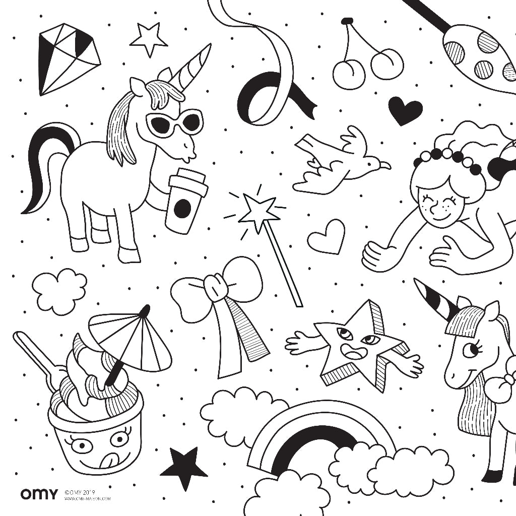 Pocket Coloring Kit including a coloring poster with various drawings.